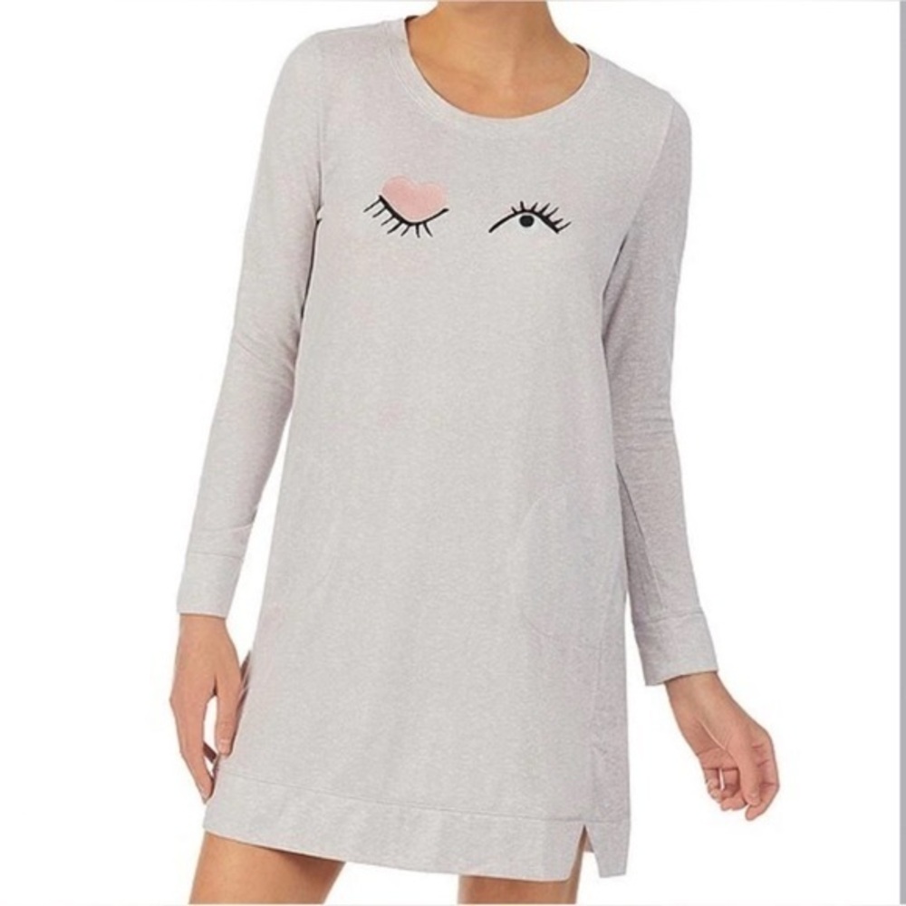 Kate Spade Wink Eye Embroidered Round Neck Knit Sleep Shirt